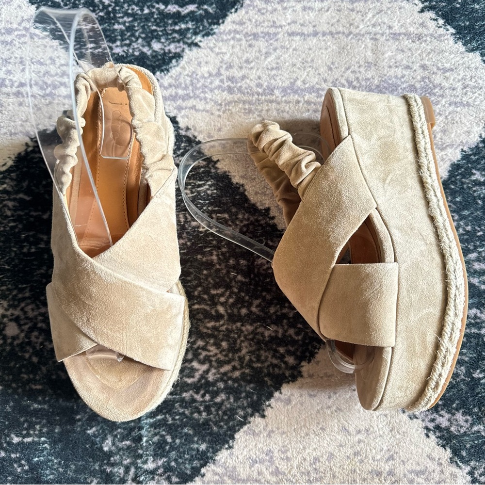 Joie Womens Size 37.5 Garden Platform Jute Open Toe Slingback Espadrille Sandals